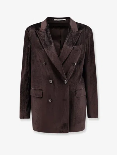 Tagliatore Corduroy Double-breasted Blazer In Brown