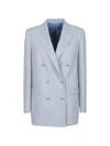 Tagliatore Double-breasted Mini Jacket With Buttoned Cuffs In Blue