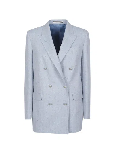 Tagliatore Double Breasted Cotton Blend Tailored Jacket In Multi