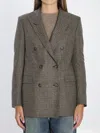 Tagliatore Double-breasted Checked Jacket In Gray