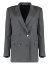 Tagliatore Double-breasted Jacket J-jasmine In Wool Blend In Gray