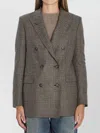 Tagliatore Jasmine Double-breasted Blazer In Houndstooth Wool In Burgundy