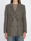 Tagliatore Double-breasted Houndstooth Blazer With Peak Lapels And Welt Pockets In Gray