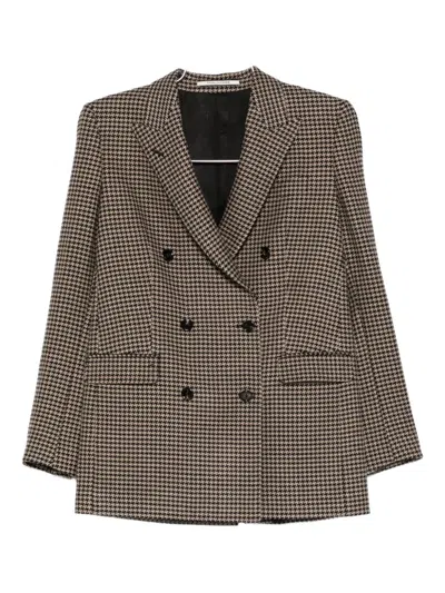 Tagliatore Jasmine Double-breasted Houndstooth Blazer In Brown
