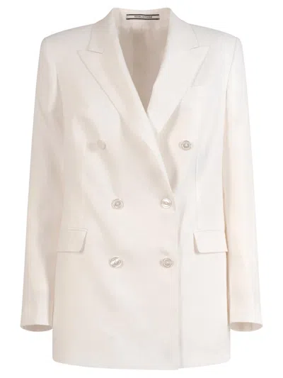 Tagliatore Jasmine Double-breasted Linen Blazer Clothing In Neutral