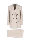 Tagliatore Double-breasted Leather Jacket In Beige