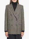 Tagliatore Jasmine Double-breasted Blazer In Houndstooth Wool In Gray
