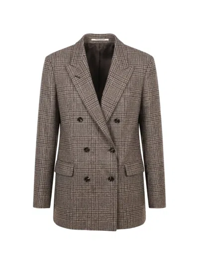 TAGLIATORE JASMINE DOUBLE-BREASTED CHECK-PATTERN BLAZER