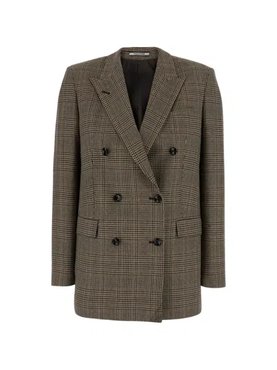Tagliatore Jasmine Double-breasted Check-pattern Jacket In Black