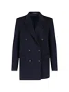 Tagliatore Double Breasted Blazer Button Detailing Notched Lapels In Blue