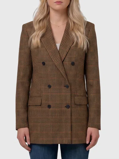 Tagliatore Jasmine Double Breasted Prince Of Wales Jacket In Brown
