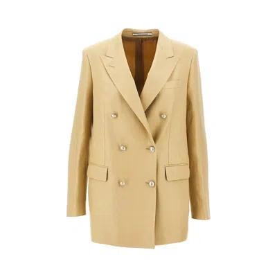 Tagliatore 'jasmine' Double-breasted Linen Jacket In Neutral