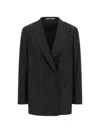 Tagliatore Double-breasted Jacket With Herringbone Pattern In Black