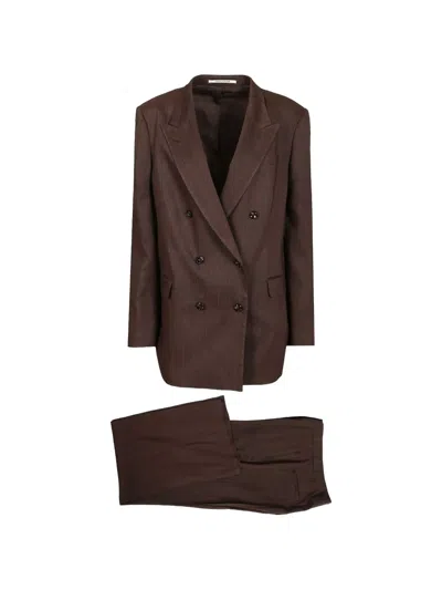 Tagliatore Jasmine Double-breasted Suit In Brown