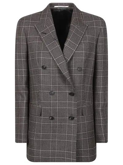 Tagliatore Jasmine Double-breasted Tailored Plaid Wool Jacket In Multi