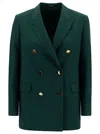 TAGLIATORE JASMINE GREEN DOUBLE-BREASTED JACKET WITH GOLDEN BUTTONS IN STRETCH WOOL BLEND WOMAN