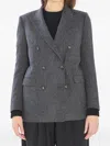 Tagliatore Jasmine Herringbone Double-breasted Peacoat In Gray