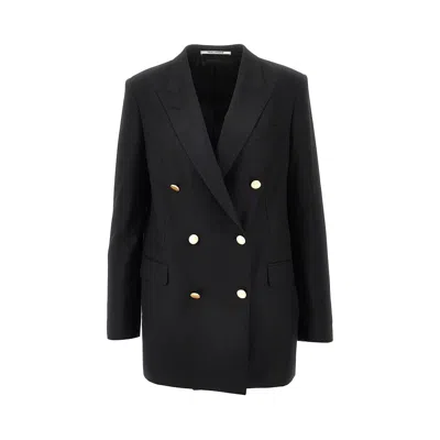 Tagliatore 'jasmine' Houndstooth Double-breasted Jacket In Black