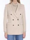 Tagliatore Double-breasted Leather Jacket In Beige