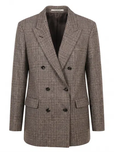 Tagliatore Jasmine Double-breasted Check-pattern Blazer In Brown