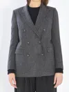 Tagliatore Jasmine Herringbone Double-breasted Peacoat In Gray