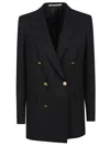 Tagliatore Fitted Double-breasted Button Blazer In Nero