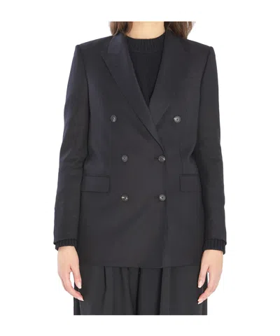 Tagliatore Jasmine Peak-lapels Double-breasted Peacoat In Black
