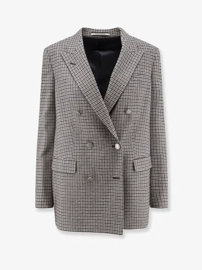Tagliatore Jasmine Pied-de-poule Wool Blend Blazer In Gray
