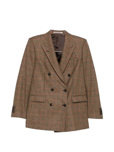 Tagliatore Jasmine Prince Of Wales Checked Blazer In Brown