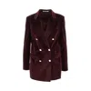 Tagliatore 'jasmine' Velvet Double-breasted Jacket In Red