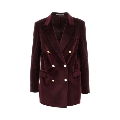 Tagliatore 'jasmine' Velvet Double-breasted Jacket In Red