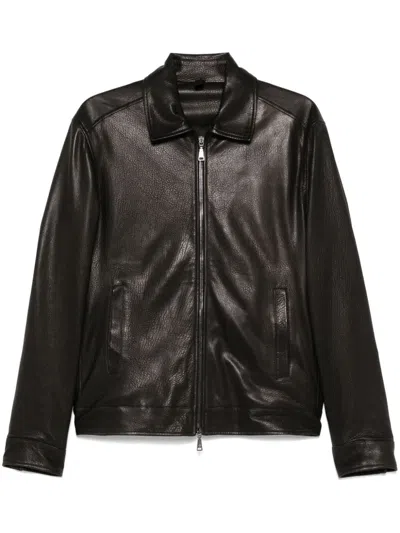 Tagliatore Jaxon Leather Jacket In Black