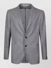 Tagliatore Jersey Jacket With Notch Lapel And Pockets In Gray