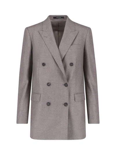 Tagliatore J-jasmine Grey Virgin Wool Double-breasted Blazer In Gray