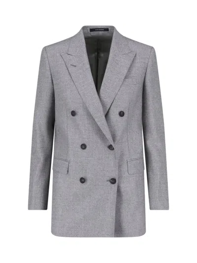 Tagliatore J-jasmine Grey Virgin Wool Double-breasted Blazer In Gray