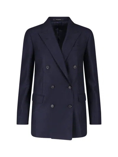 Tagliatore J-jasmine Navy Blue Virgin Wool Double-breasted Blazer