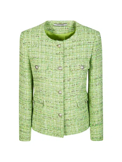 Tagliatore Jodie Button Tweed Jacket In Green