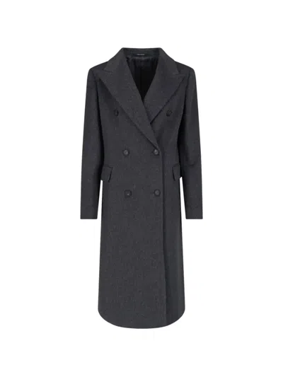 Tagliatore Jole Belted Double-breasted Coat In Gray