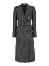 Tagliatore 'jole' Grey Double-breasted Coat With Waist Belt In Grey