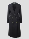 Tagliatore Waist Belted Long Length Jacket In Black
