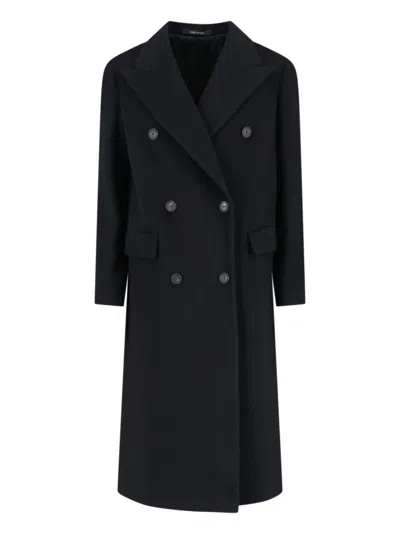 TAGLIATORE TAGLIATORE JOLE COAT MIDI DOUBLE-BREASTED – BLACK
