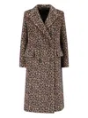 Tagliatore Jole Coat Midi Double-breasted - Brown Animalier In Animal Print