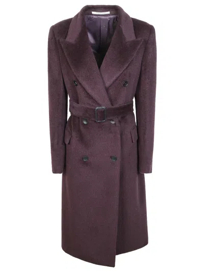 Tagliatore Jole Deep Plum Double-breasted Alpaca-blend Coat In Burgundy
