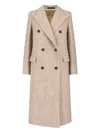 Tagliatore Jole Double-breasted Belted Coat In Neutral