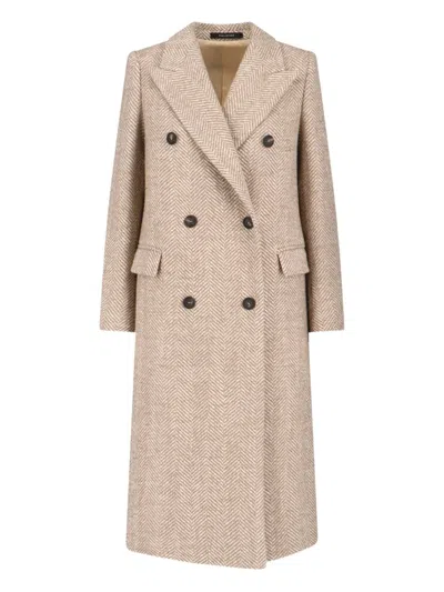 Tagliatore Jole Double-breasted Belted Coat In Neutral
