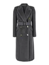 Tagliatore 'jole' Grey Double-breasted Coat With Waist Belt In Grey
