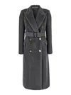 Tagliatore 'jole' Grey Double-breasted Coat With Waist Belt In Grey