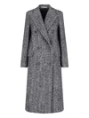 Tagliatore Black Chevron Wool Blend Amanda Coat In Gray