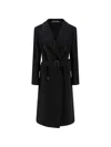 Tagliatore Jole Double-breasted Belted Coat In Blue