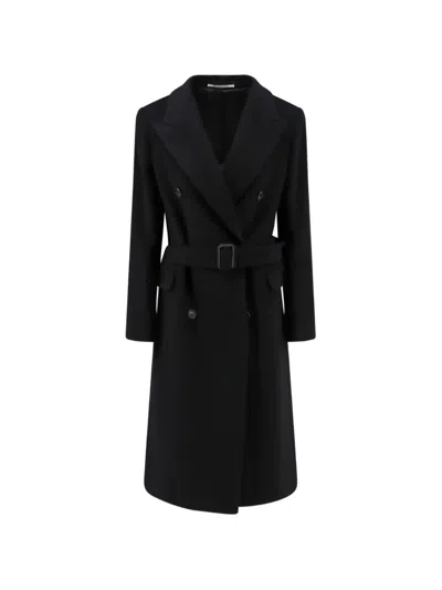 Tagliatore Jole Double-breasted Belted Coat In Blue